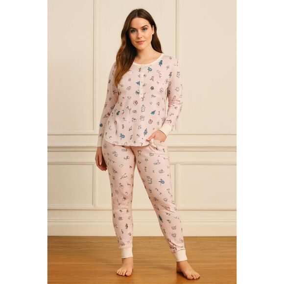 Kate Spade New York Pink Christmas Top and Pants Pajama Set  Women's Size Medium - Picture 1 of 16